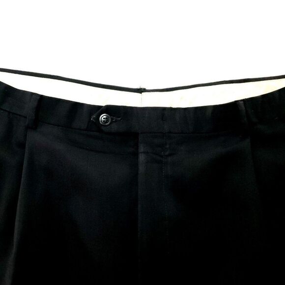 Hart Schaffner Marx Wool Dress Pants 36/29 Black Pleated Mid Rise Tagged 40 Has - Picture 2 of 6